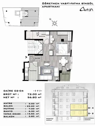Öğretmen Vasfi Fatma Bingöl Apartmanı kat planı — fotoğraf 2