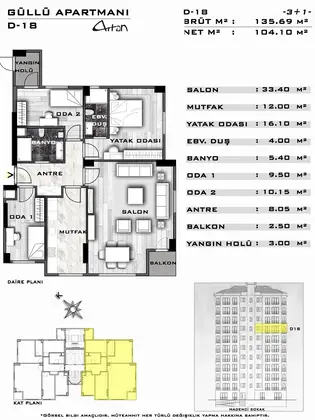 Güllü Apartmanı kat planı — fotoğraf 4